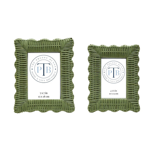 Green Wicker Weave Scalloped Photo Frame - 2 sizes available
