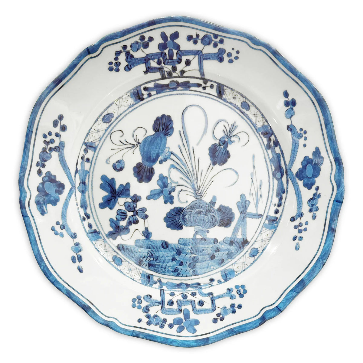 VIDA Faenza 11" Dinner Plate Set of 4 in White and Blue - The Preppy Bunny