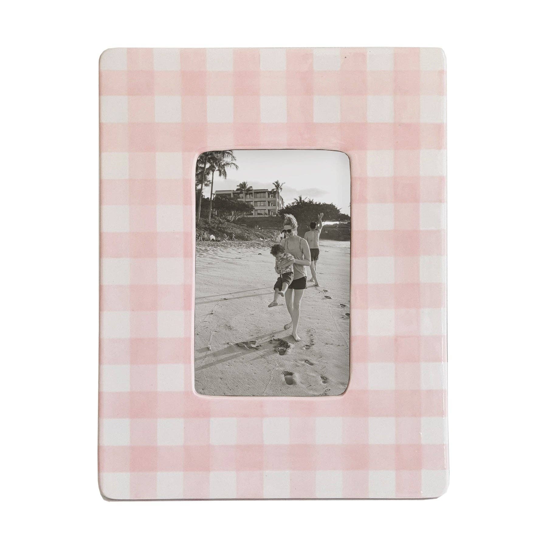 Gingham Photo Frame in Pink - The Preppy Bunny
