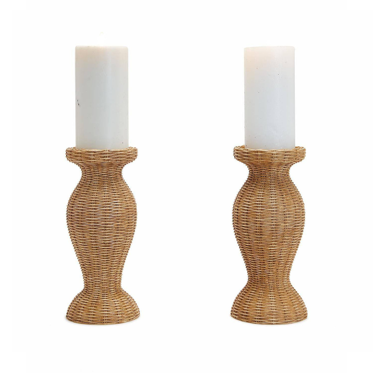 Basket Weave Pattern Pedestal Candleholder - Resin - The Preppy Bunny