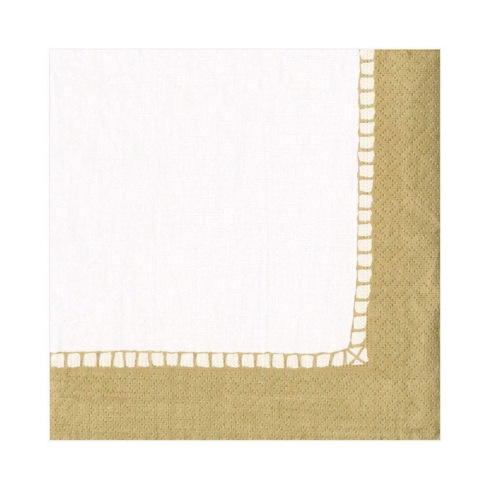 Linen Border in Gold Paper Luncheon Napkins - The Preppy Bunny