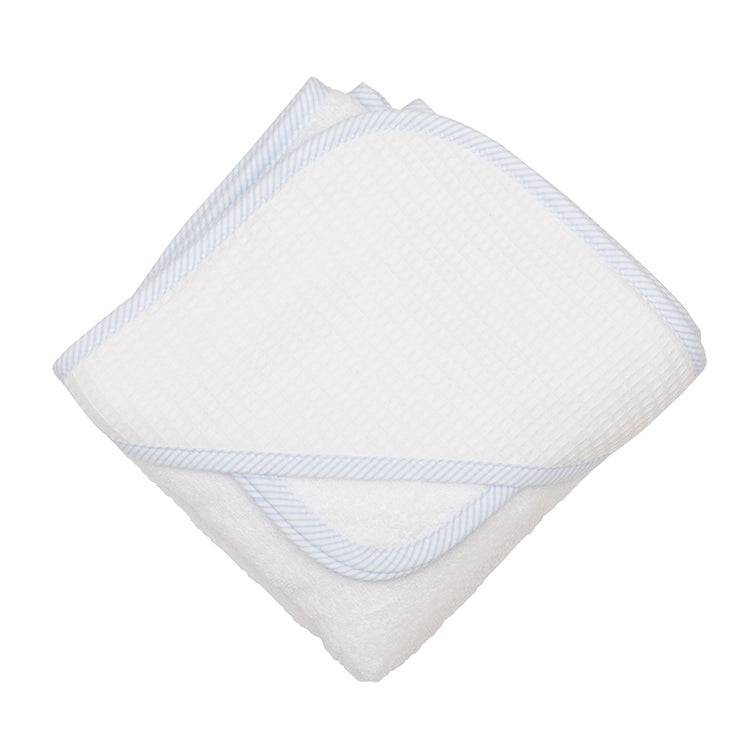 Blue Seersucker Stripe Pique Hooded Towel & Washcloth Box Set - The Preppy Bunny