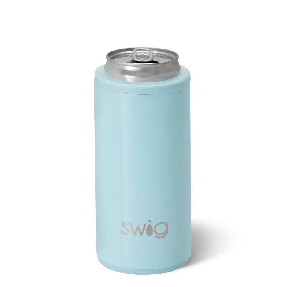 Shimmer Aquamarine Skinny Can Cooler (12oz) - The Preppy Bunny