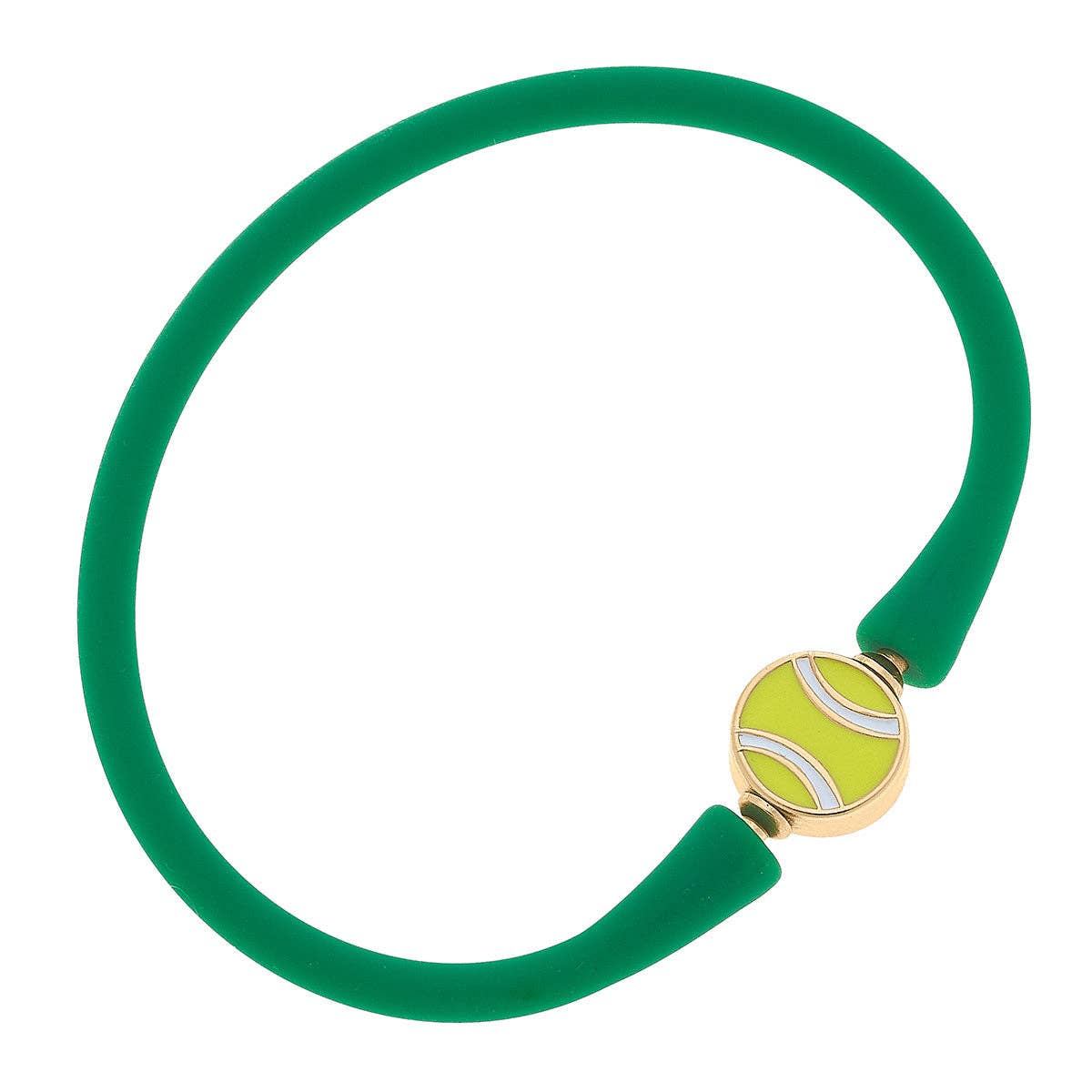 Bali Tennis Ball Bead Silicone Bracelet in Green - The Preppy Bunny