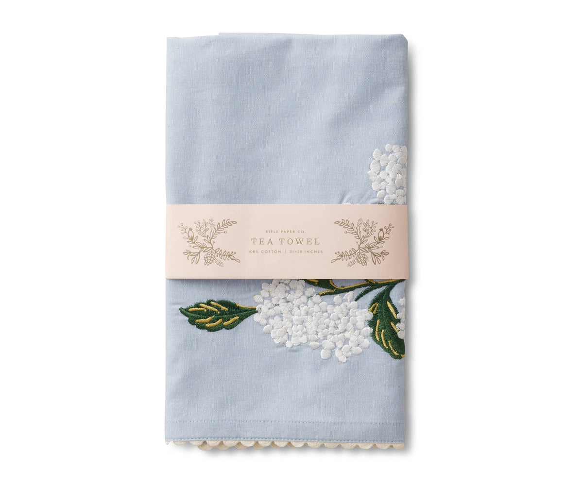 Hydrangea Embroidered Tea Towel - The Preppy Bunny