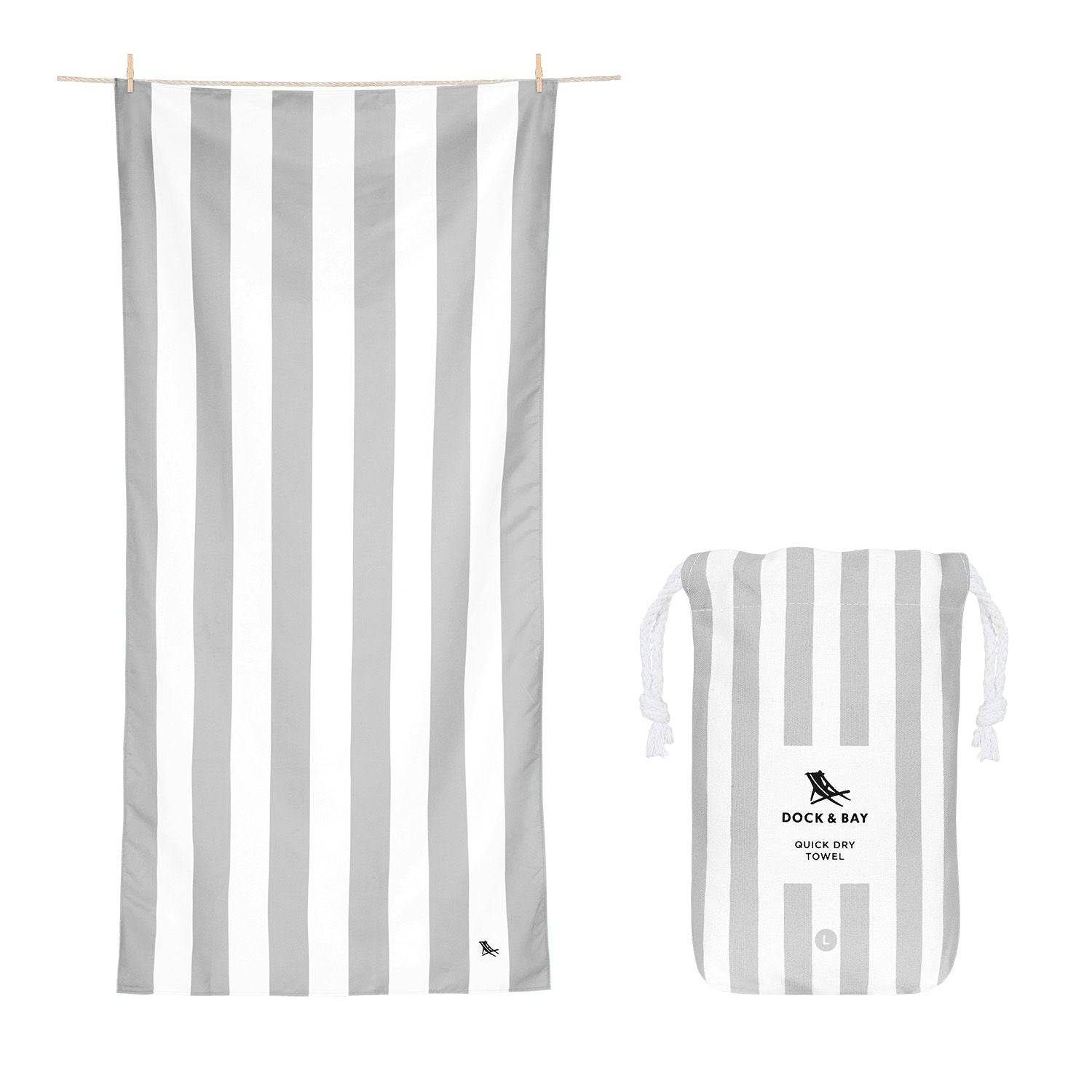 Cabana Stripe Grey Beach Towel - 2 sizes - The Preppy Bunny