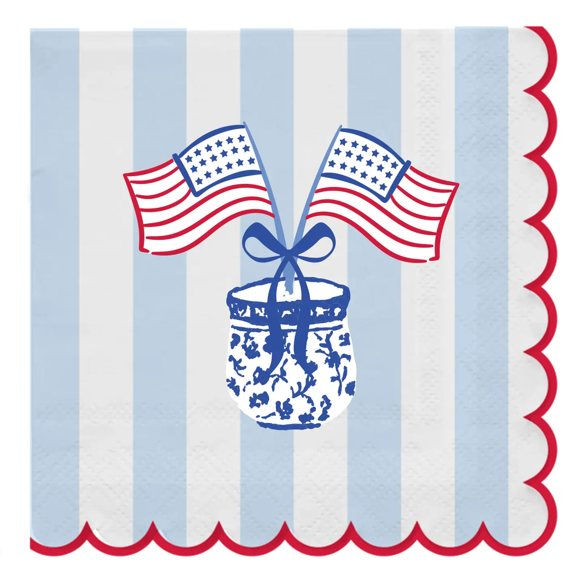 American Flag with Stripes Paper Cocktail Napkins - The Preppy Bunny
