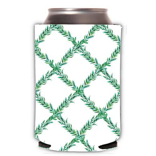 Greenery Lattice Can Cooler - The Preppy Bunny