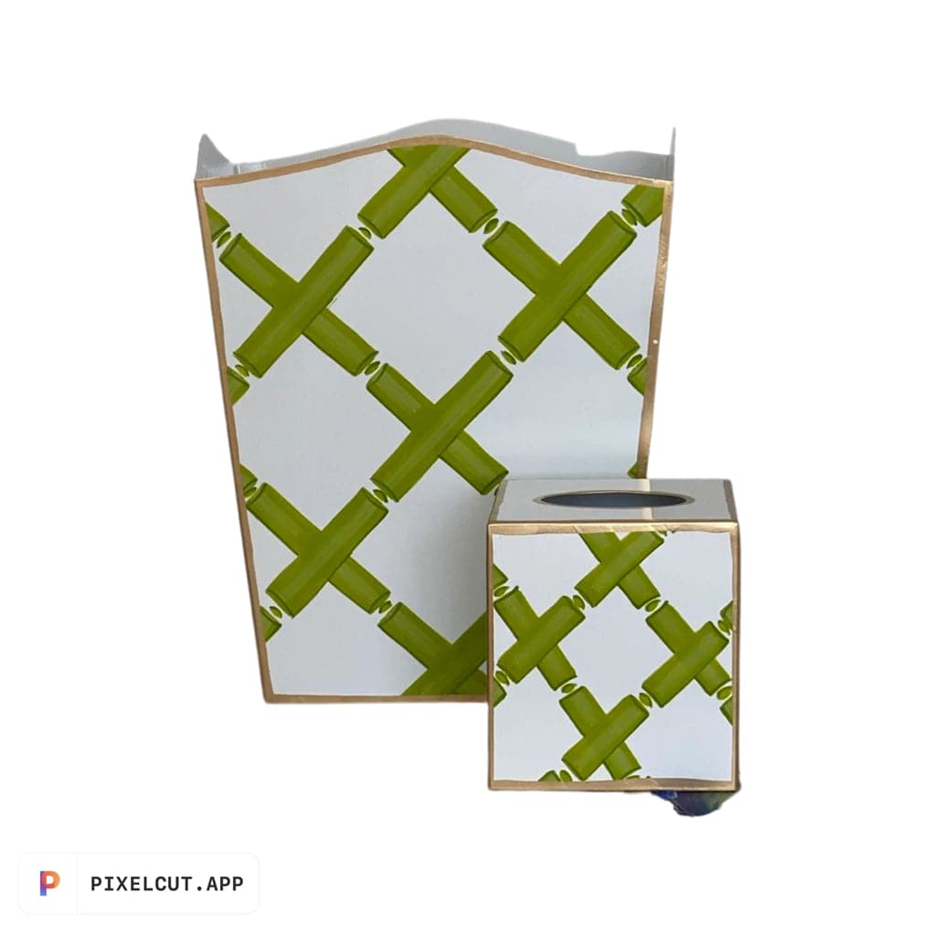 Green Bamboo Wastebasket and Tissue Box - The Preppy Bunny