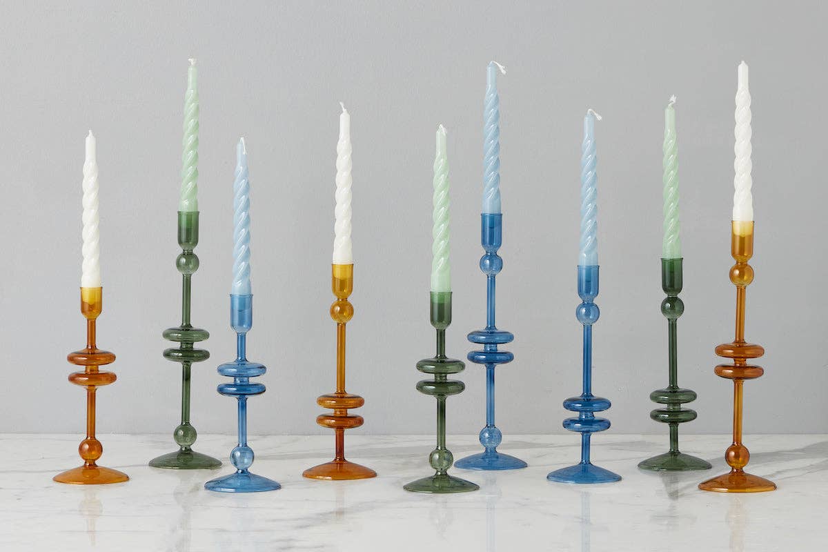 Sapphire Glass Candlestick - Medium