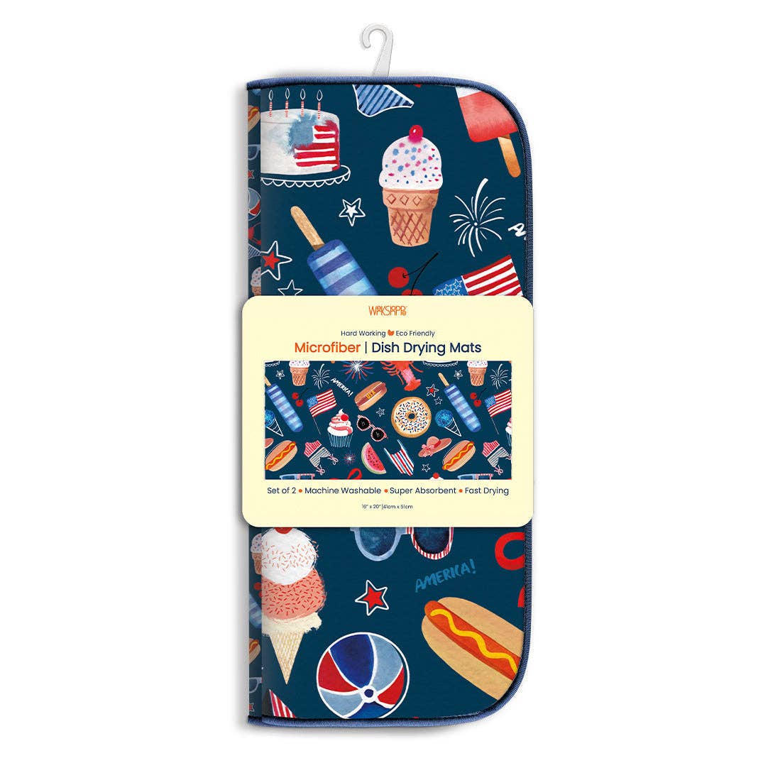 Summer Favorites Microfiber Dish Drying Mat, Americana Decor - The Preppy Bunny