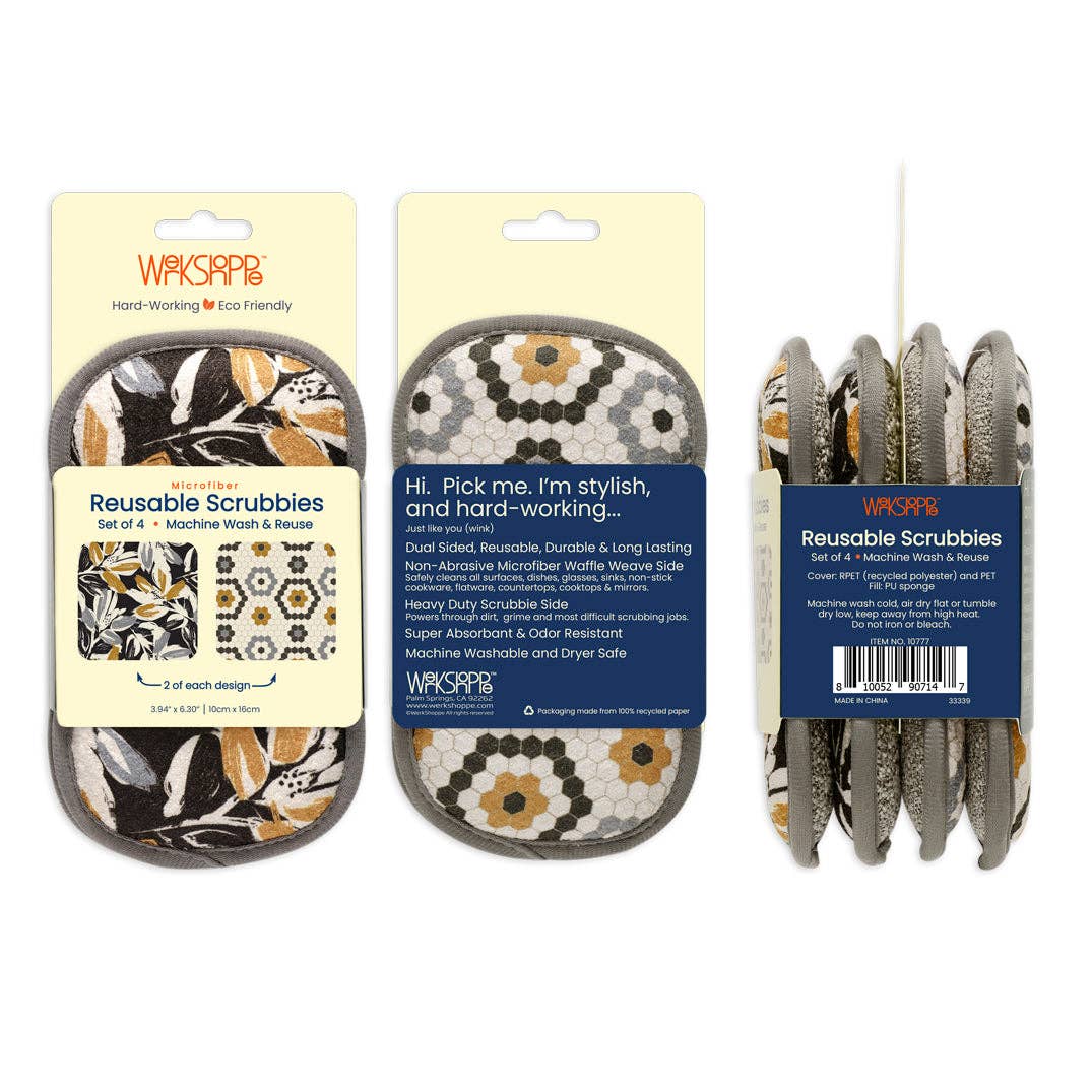 Leaf Tiles Scrubbie Set, Eco-friendly & Machine Washable