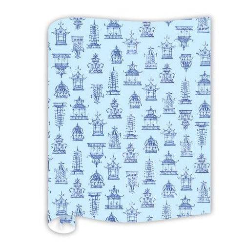 Blue Pagoda Paper Table Runner - The Preppy Bunny