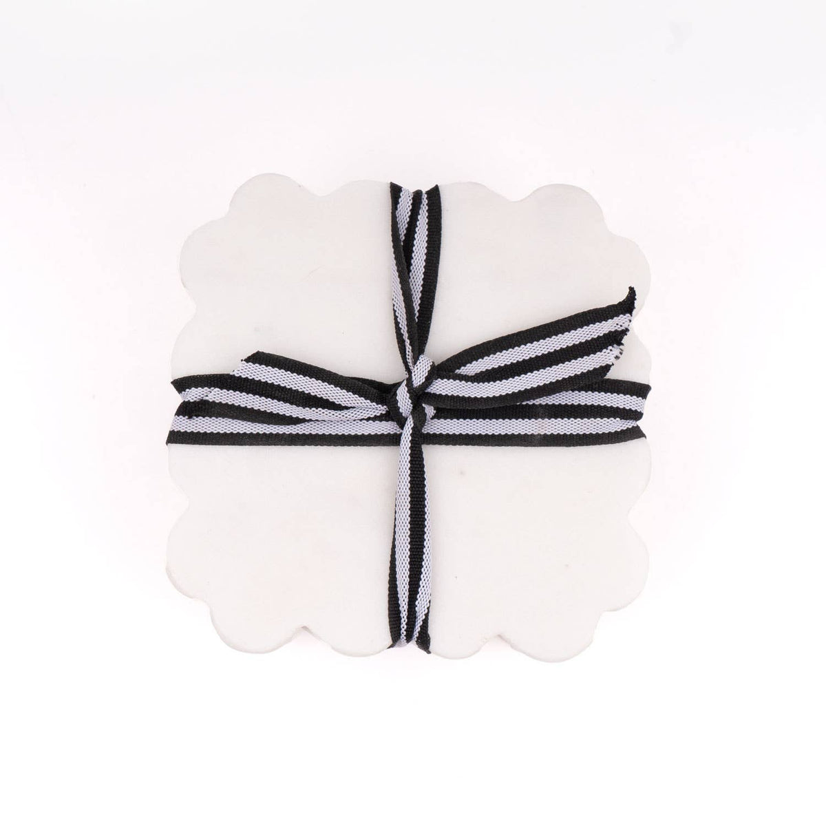 White Marble Scalloped Coaster Set - The Preppy Bunny