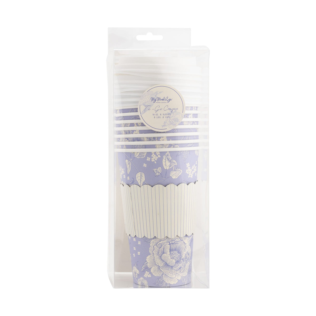 Blue Pinstripe Floral To-Go Cup - The Preppy Bunny