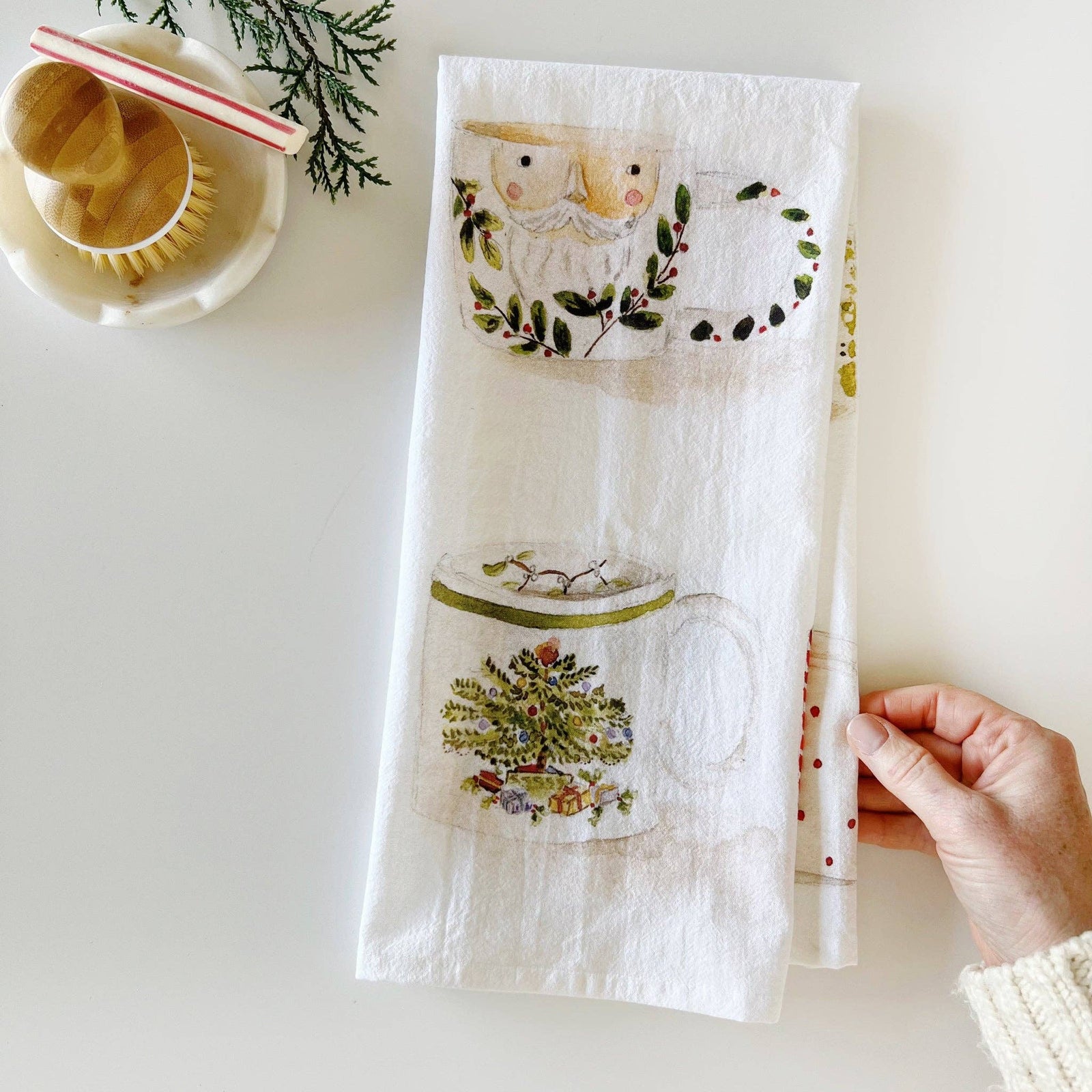 Christmas mugs tea towel - The Preppy Bunny