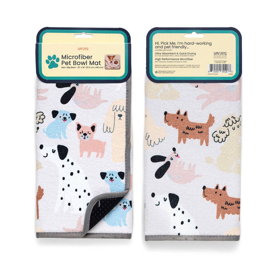 Pooches & Pups Microfiber Pet Bowl Mat, Dog Food Placemat - The Preppy Bunny