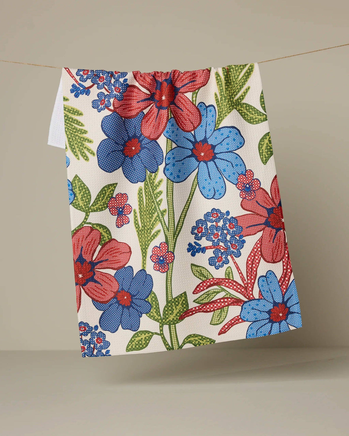 Plaid Floral Tea Towel by Geometry