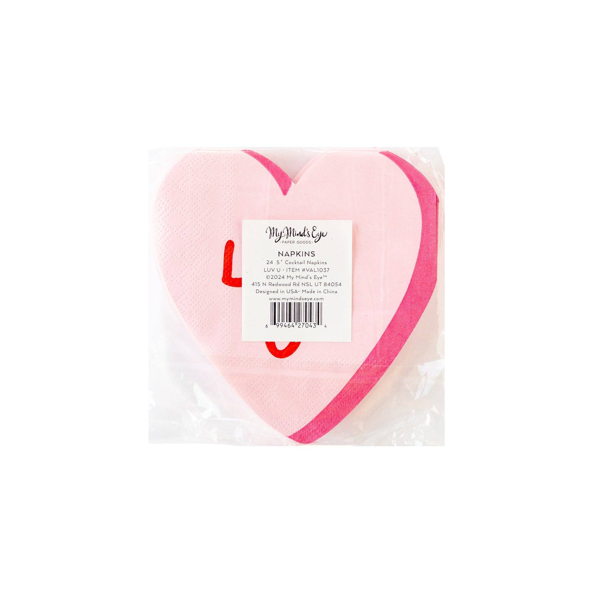 Luv U Heart Shaped Paper Napkins - The Preppy Bunny