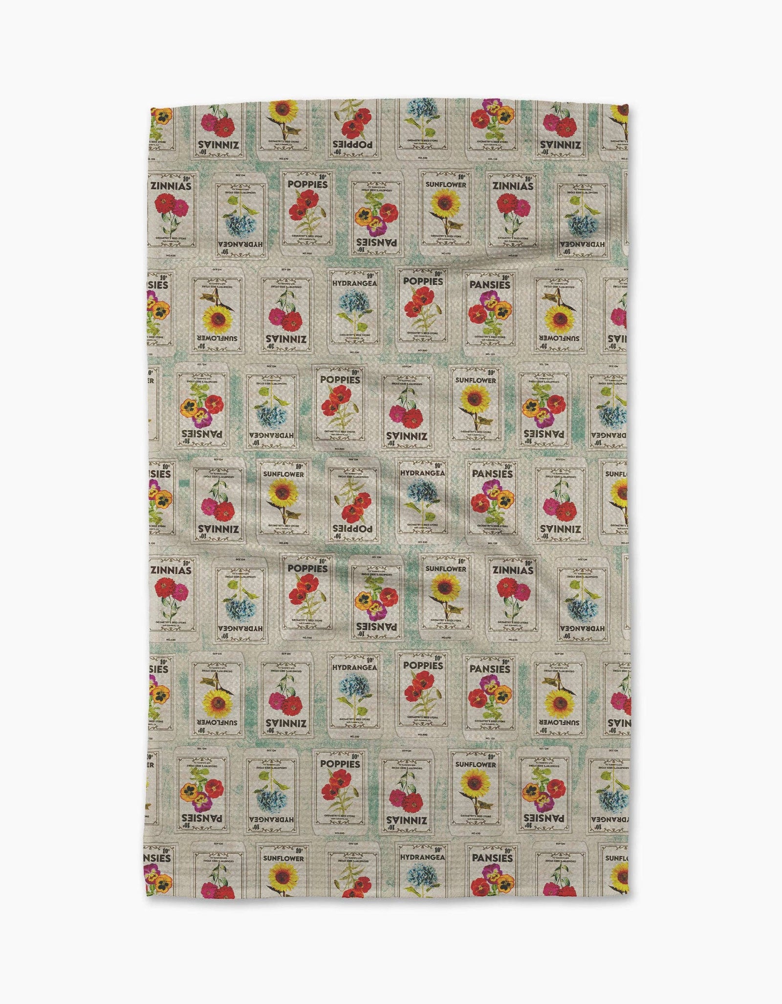 Flower Seed Packs Tea Towel by Geometry - The Preppy Bunny