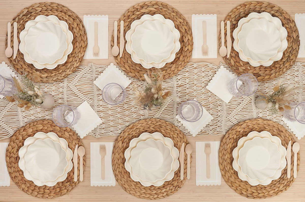 Bamboo Dinner Plates in Cream - 8 plates - The Preppy Bunny