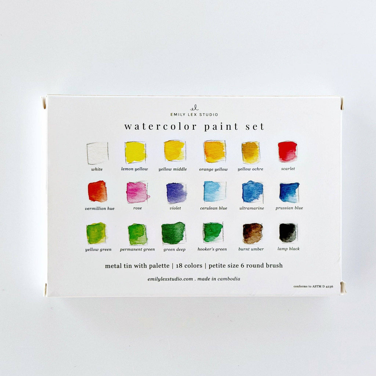 Watercolor paint set - 18 colors with brush
