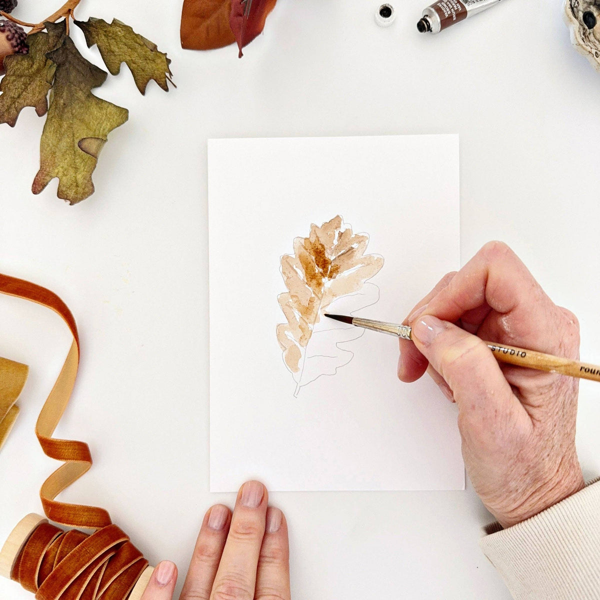 Fall Leaves Paintable Notecards - The Preppy Bunny