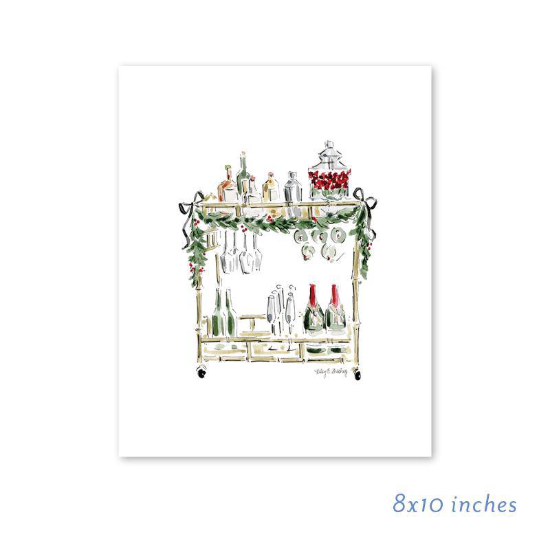 Christmas Spirits Cart 8x10 inch Art Print - The Preppy Bunny