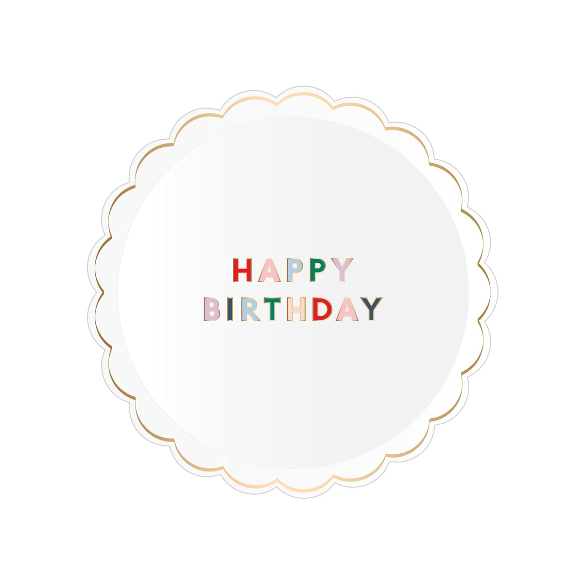 Blanc White Happy Birthday Small Paper Plates