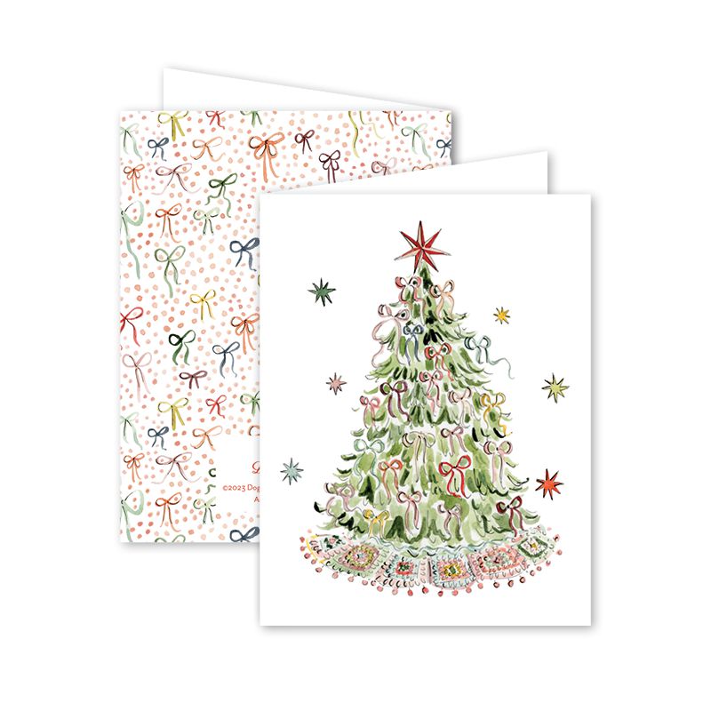 Paper Chain Tree Christmas Greeting Card - The Preppy Bunny
