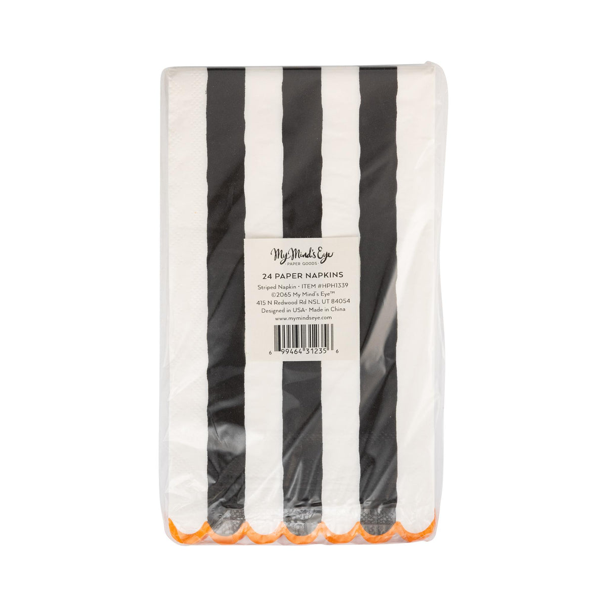 Black and Cream Striped Dinner Napkin