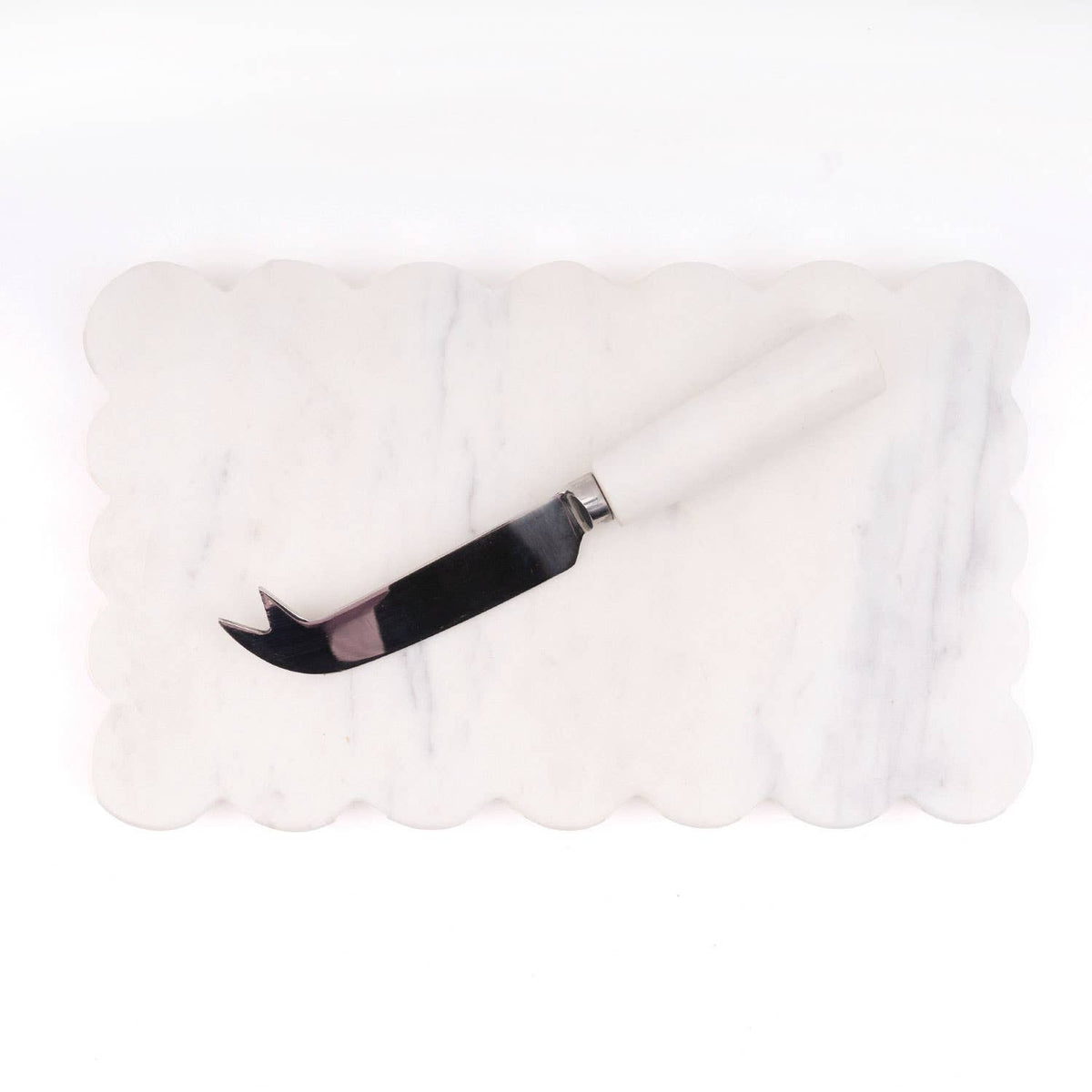 Marble Scalloped Cheese Board &amp; Knife Set