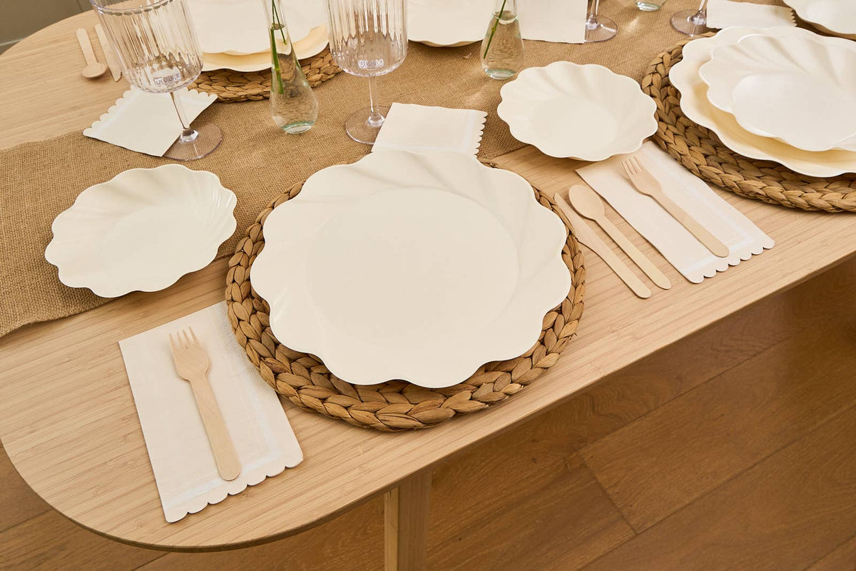 Bamboo Salad Plates in Cream -8  plates