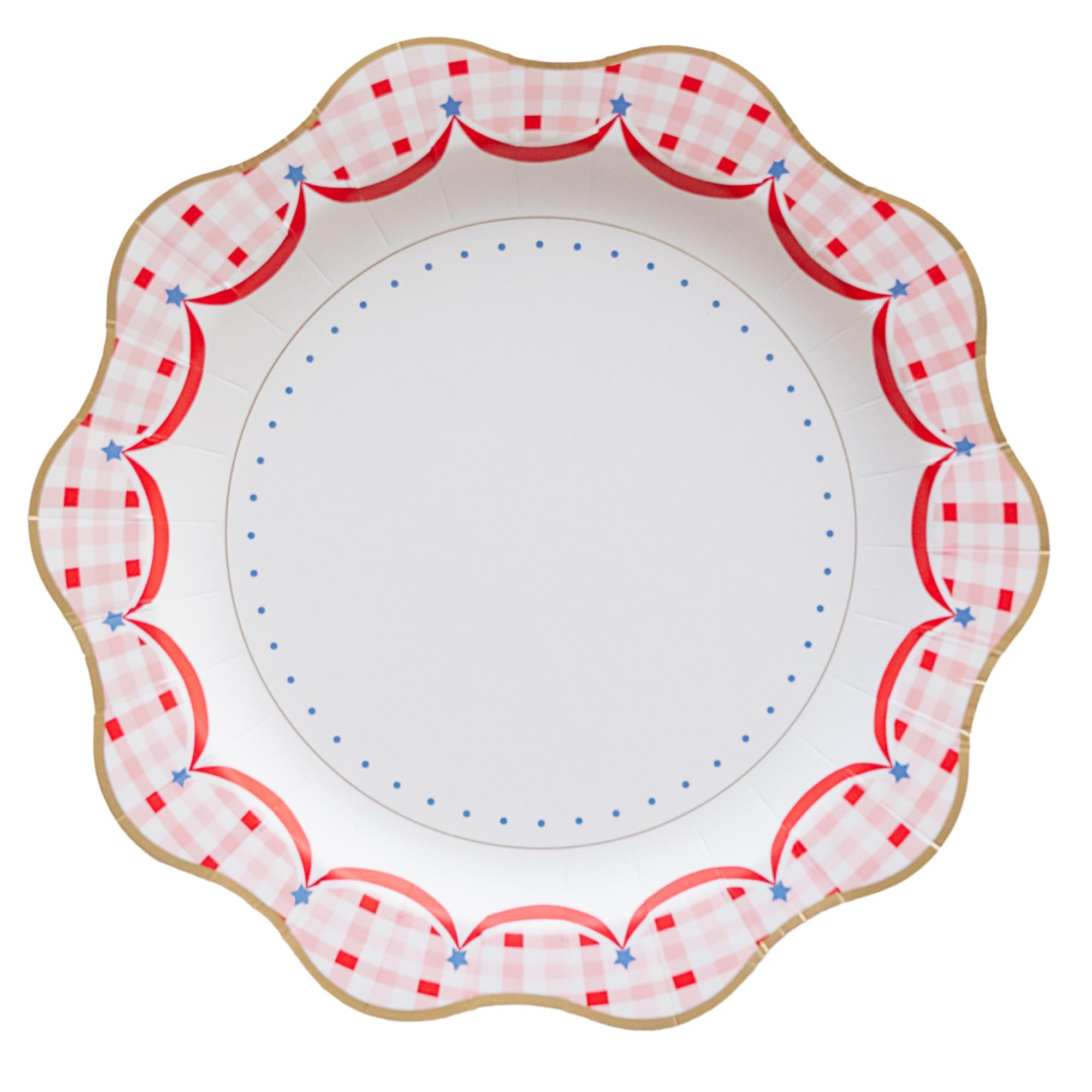 RED GINGHAM 4TH OF JULY DINNER PLATES - The Preppy Bunny