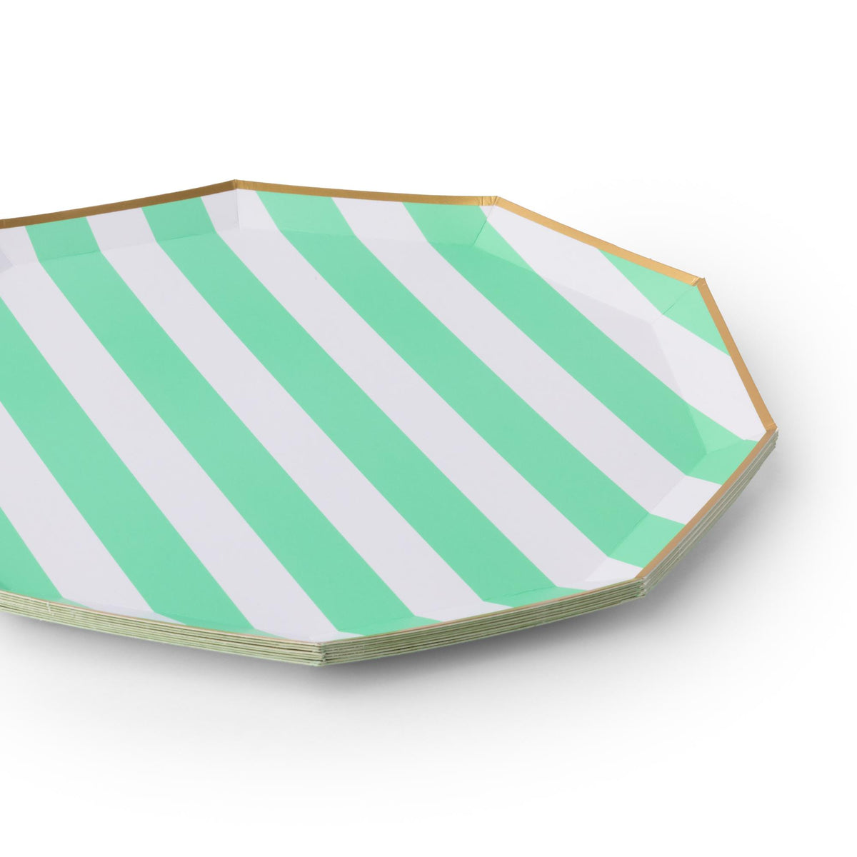 Fresh Mint Cabana Stripe Plates (Set of 8)