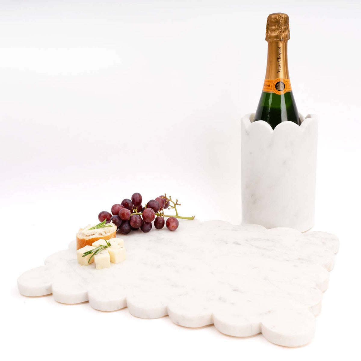 White Marble Scalloped Wine &amp; Champagne Chiller - The Preppy Bunny