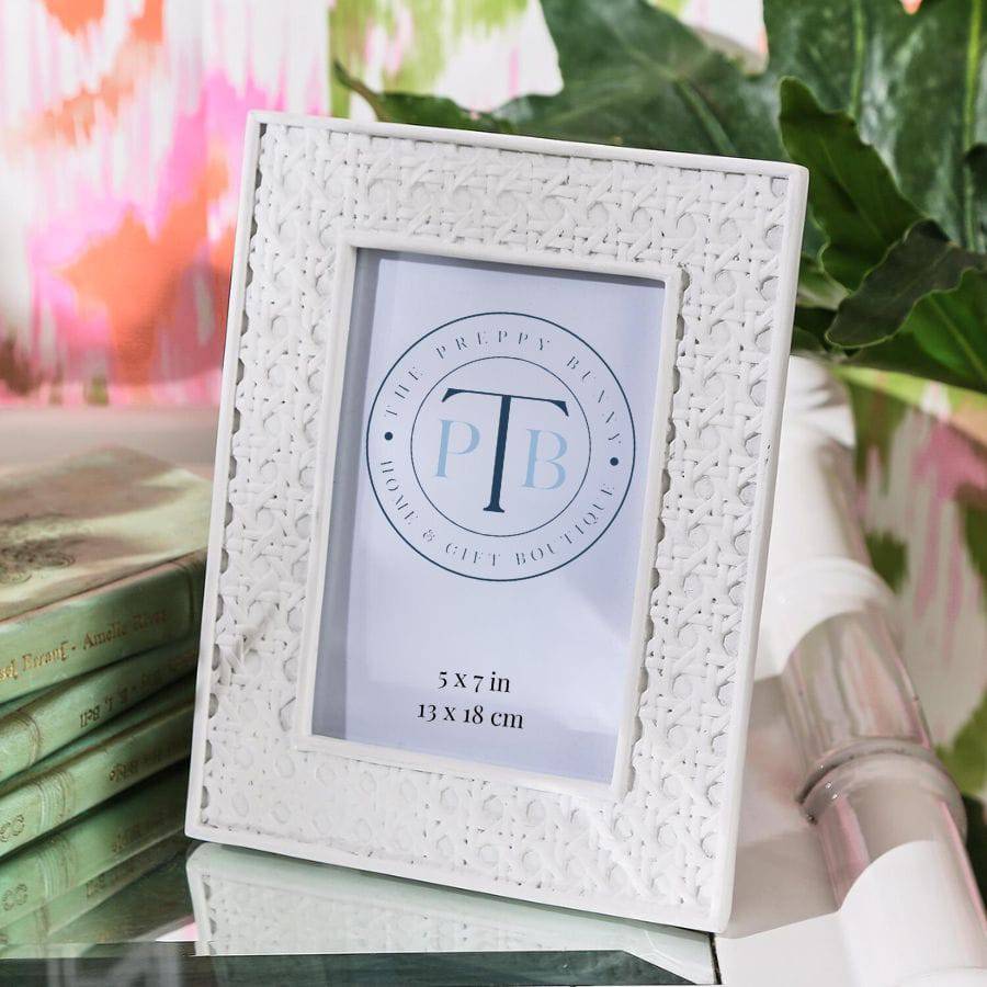 White Cane Picture Frame - 2 sizes available - The Preppy Bunny