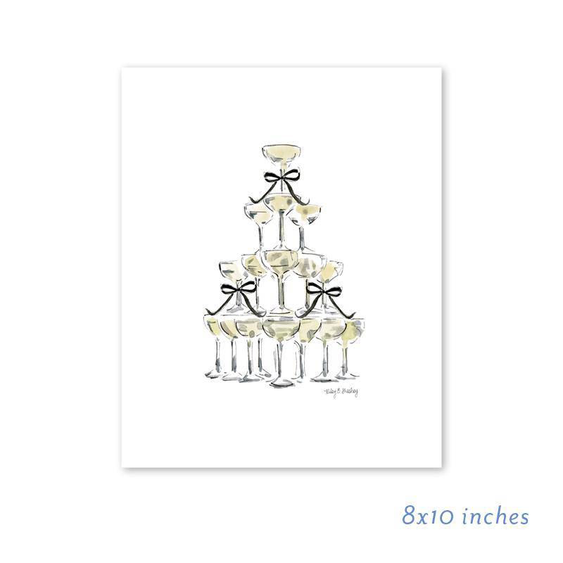 Champagne Tower 8x10 inch Art Print - The Preppy Bunny