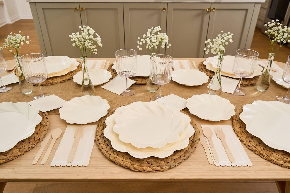 Bamboo Salad Plates in Cream -8  plates - The Preppy Bunny