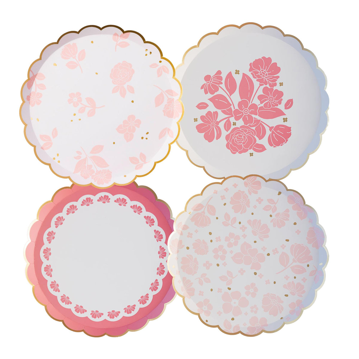 Petal Pink Elegant Floral Paper Dessert Plates