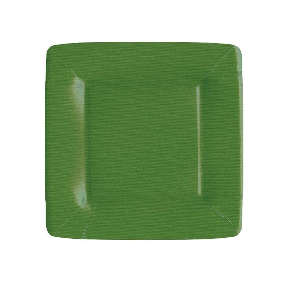 Grosgrain Square Paper Salad & Dessert Plates in Hunter Green - 8 Per Package - The Preppy Bunny