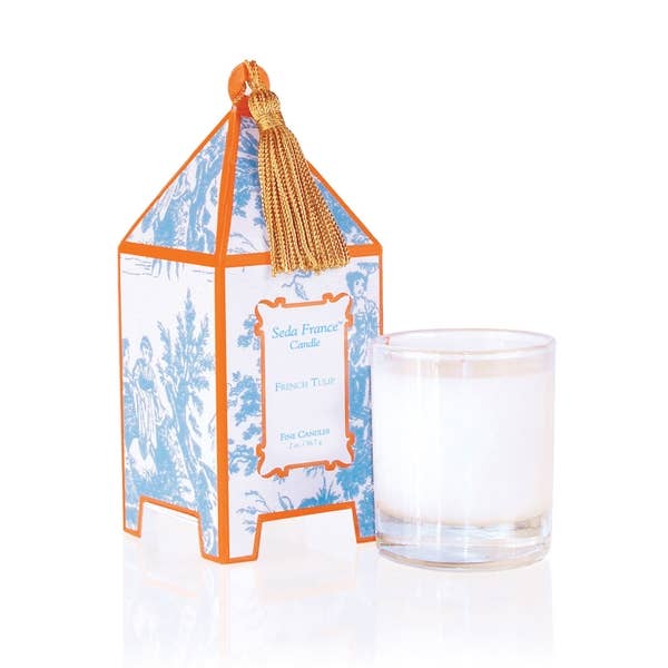 TESTER - French Tulip Toile Mini Pagoda Box Candle - The Preppy Bunny