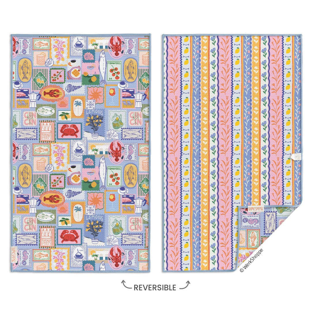 Mediterranean Summer Microfiber Kitchen Towel - The Preppy Bunny
