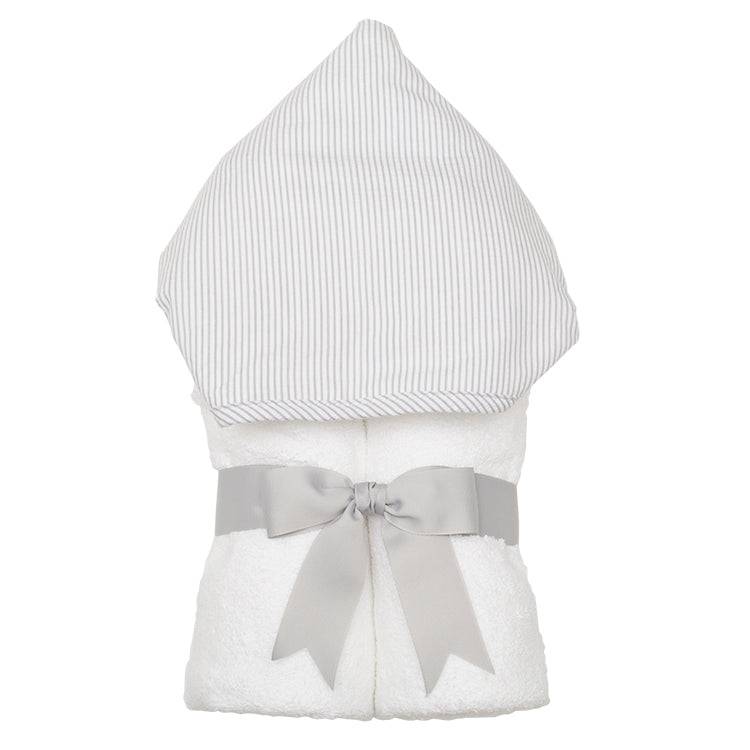Grey Seersucker Stripe Kids Hooded Towel - The Preppy Bunny