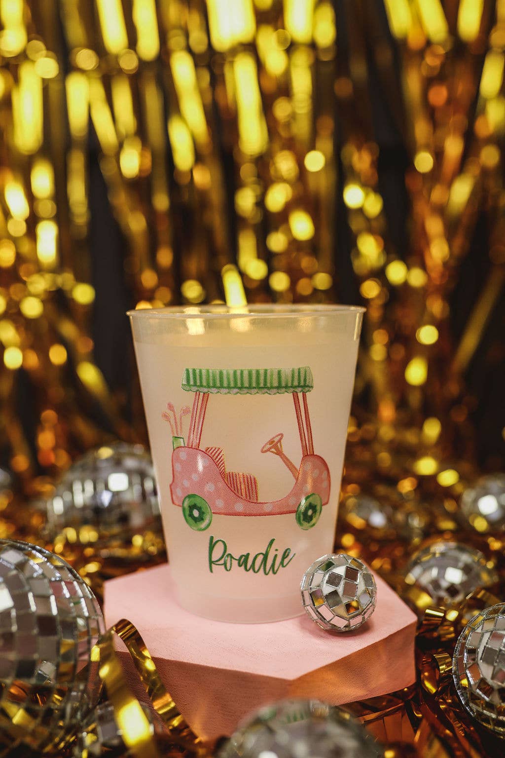 Girly Golf Cart Roadie Pink Masters Frosted Cups - The Preppy Bunny