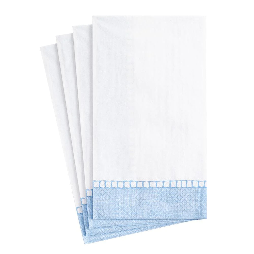 Linen Border in Light Blue Paper Guest Towels - The Preppy Bunny