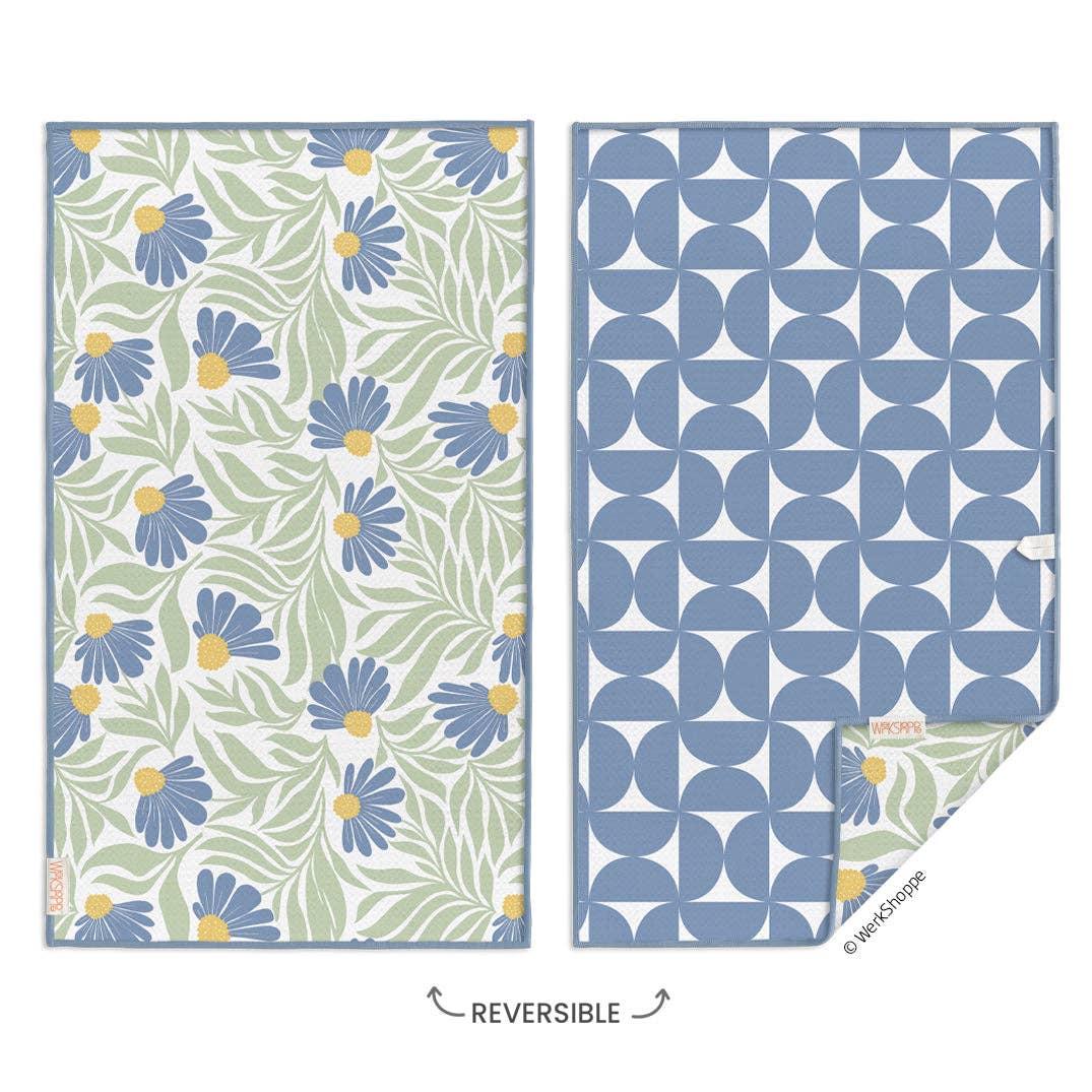 Blue Coneflower Microfiber Kitchen Towel - The Preppy Bunny