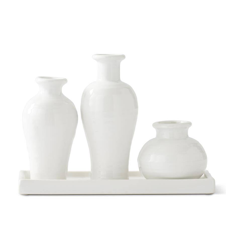 White Vases on Tray - The Preppy Bunny