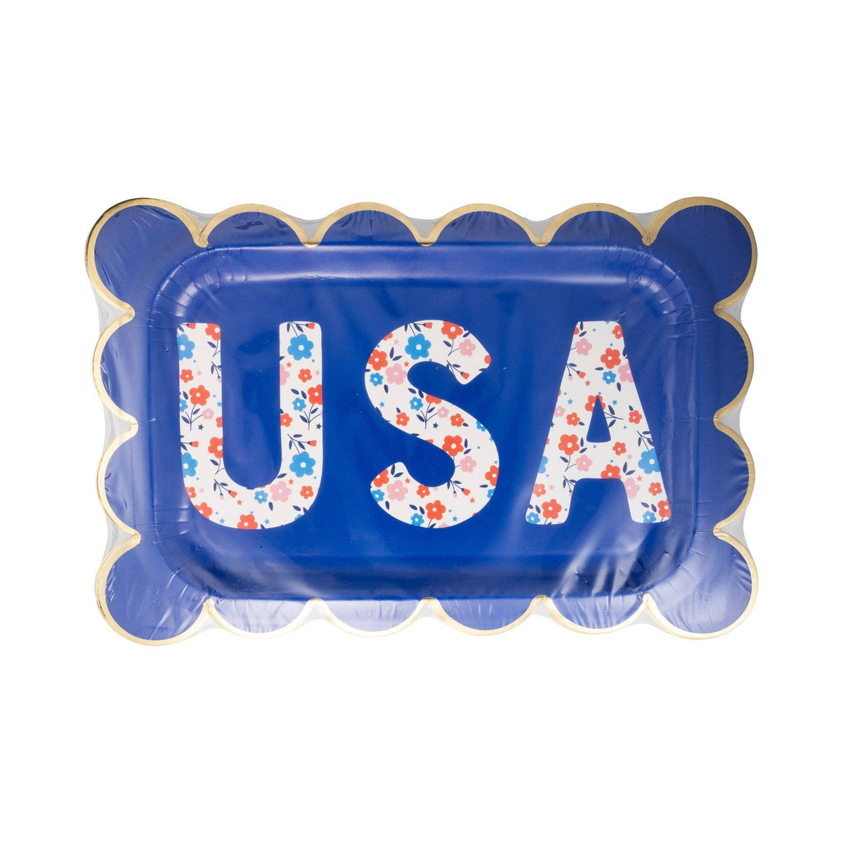 PLPL1047 - Floral USA Paper Plates (8 ct) - The Preppy Bunny