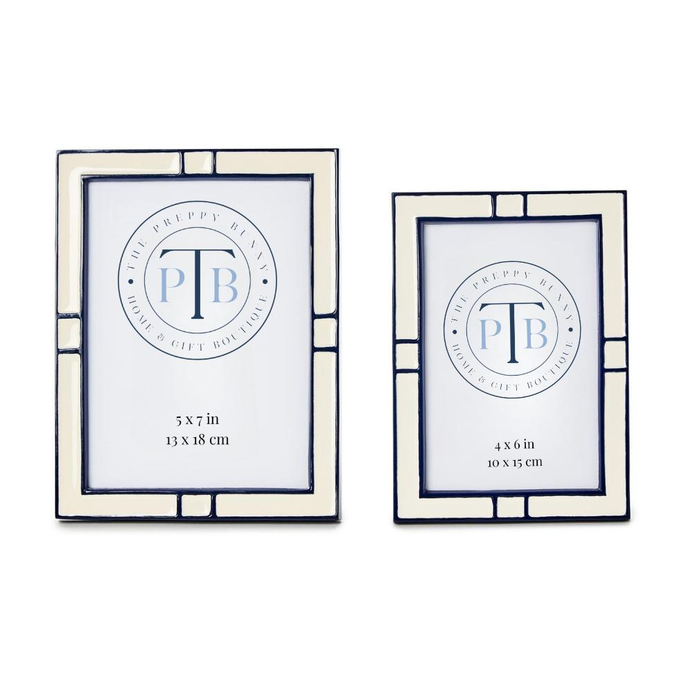 Navy and Cream Photo Frame - 2 sizes available - The Preppy Bunny